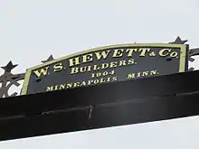 W.S. Hewett & Co Builders Name Plate