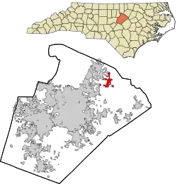 Location in Wake County and the state of North Carolina.