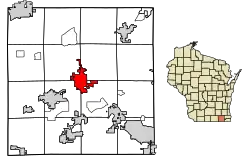 Location of Elkhorn in Walworth County, Wisconsin.