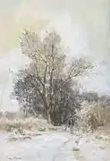 Maria van Bosse: 'Walking in the Snow', c. 1880; watercolor