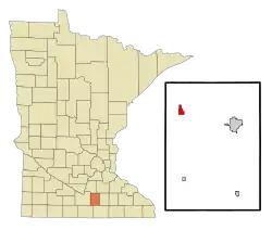 Location of Janesvillewithin Waseca County and state of Minnesota