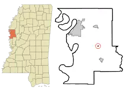 Location of Arcola, Mississippi