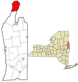 Location in Washington County and the state of New York.
