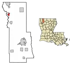 Location of Sarepta in Webster Parish, Louisiana.
