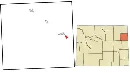 Location in Weston County and the state of Wyoming.