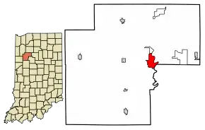 Location of Monticello in White County, Indiana