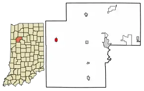 Location of Wolcott in White County, Indiana.