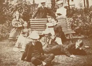 William Cassels's family in the garden of their Oporto home, 1860s.