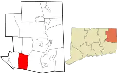 Scotland's location within Windham County and Connecticut