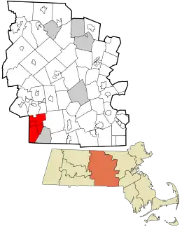 Location in Worcester County and the state of Massachusetts.