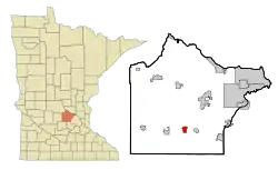 Location of the city of Waverlywithin Wright County, Minnesota