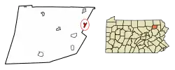 Location of Factoryville in Wyoming County, Pennsylvania