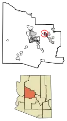 Location of Clarkdale in Yavapai County, Arizona.
