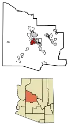 Location of Prescott in Yavapai County, Arizona.