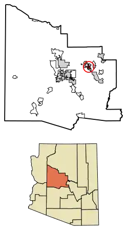 Location of Verde Village in Yavapai County, Arizona.