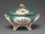 Covered tureen (terrine du roi); by the Manufacture nationale de Sèvres 1756; soft-paste porcelain with enamel and gilt decoration; overall: 24.2&nbsp;cm; Cleveland Museum of Art